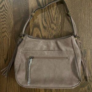 Simply Noelle Handbag Soft Faux Leather Tan Fringe